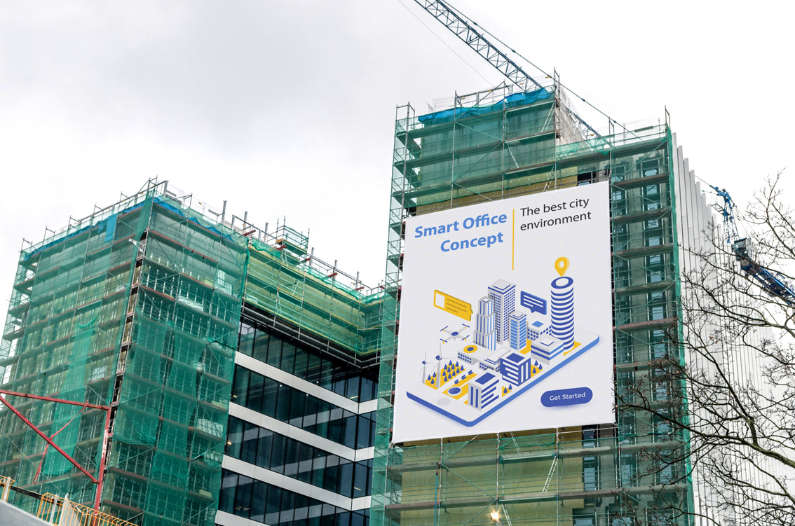 Building mesh wrap banner